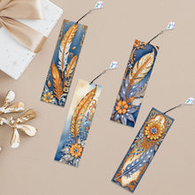 Load image into Gallery viewer, 4Pcs Special Shape Feathers Diamond Painting Bookmark Making Kit for Book Lovers
