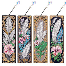 Load image into Gallery viewer, 4Pcs Special Shape Feathers Diamond Painting Bookmark Making Kit for Book Lovers
