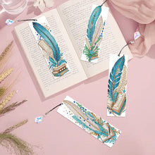 Load image into Gallery viewer, 4Pcs Special Shape Feathers Diamond Painting Bookmark Making Kit for Book Lovers
