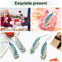 Load image into Gallery viewer, 4Pcs Special Shape Feathers Diamond Painting Bookmark Making Kit for Book Lovers
