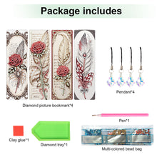 Load image into Gallery viewer, 4Pcs Special Shape Feathers Diamond Painting Bookmark Making Kit for Book Lovers
