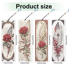 Load image into Gallery viewer, 4Pcs Special Shape Feathers Diamond Painting Bookmark Making Kit for Book Lovers
