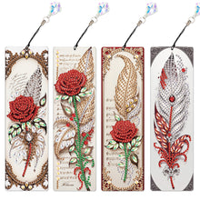 Load image into Gallery viewer, 4Pcs Special Shape Feathers Diamond Painting Bookmark Making Kit for Book Lovers
