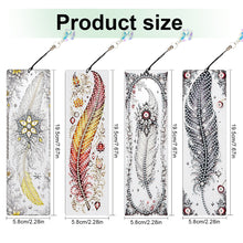 Load image into Gallery viewer, 4Pcs Special Shape Feathers Diamond Painting Bookmark Making Kit for Book Lovers
