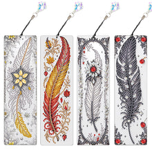 Load image into Gallery viewer, 4Pcs Special Shape Feathers Diamond Painting Bookmark Making Kit for Book Lovers
