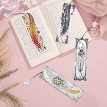 Load image into Gallery viewer, 4Pcs Special Shape Feathers Diamond Painting Bookmark Making Kit for Book Lovers
