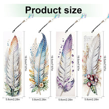 Load image into Gallery viewer, 4Pcs Special Shape Feathers Diamond Painting Bookmark Making Kit for Book Lovers
