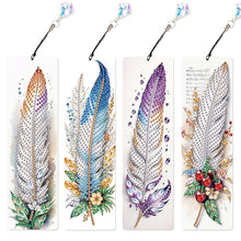 Load image into Gallery viewer, 4Pcs Special Shape Feathers Diamond Painting Bookmark Making Kit for Book Lovers
