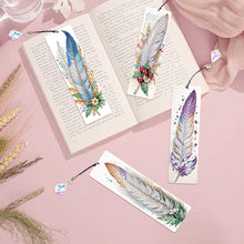 Load image into Gallery viewer, 4Pcs Special Shape Feathers Diamond Painting Bookmark Making Kit for Book Lovers
