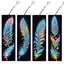 Load image into Gallery viewer, 4Pcs Special Shape Feathers Diamond Painting Bookmark Making Kit for Book Lovers
