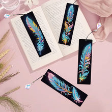 Load image into Gallery viewer, 4Pcs Special Shape Feathers Diamond Painting Bookmark Making Kit for Book Lovers
