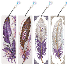 Load image into Gallery viewer, 4Pcs Special Shape Feathers Diamond Painting Bookmark Making Kit for Book Lovers
