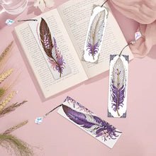 Load image into Gallery viewer, 4Pcs Special Shape Feathers Diamond Painting Bookmark Making Kit for Book Lovers
