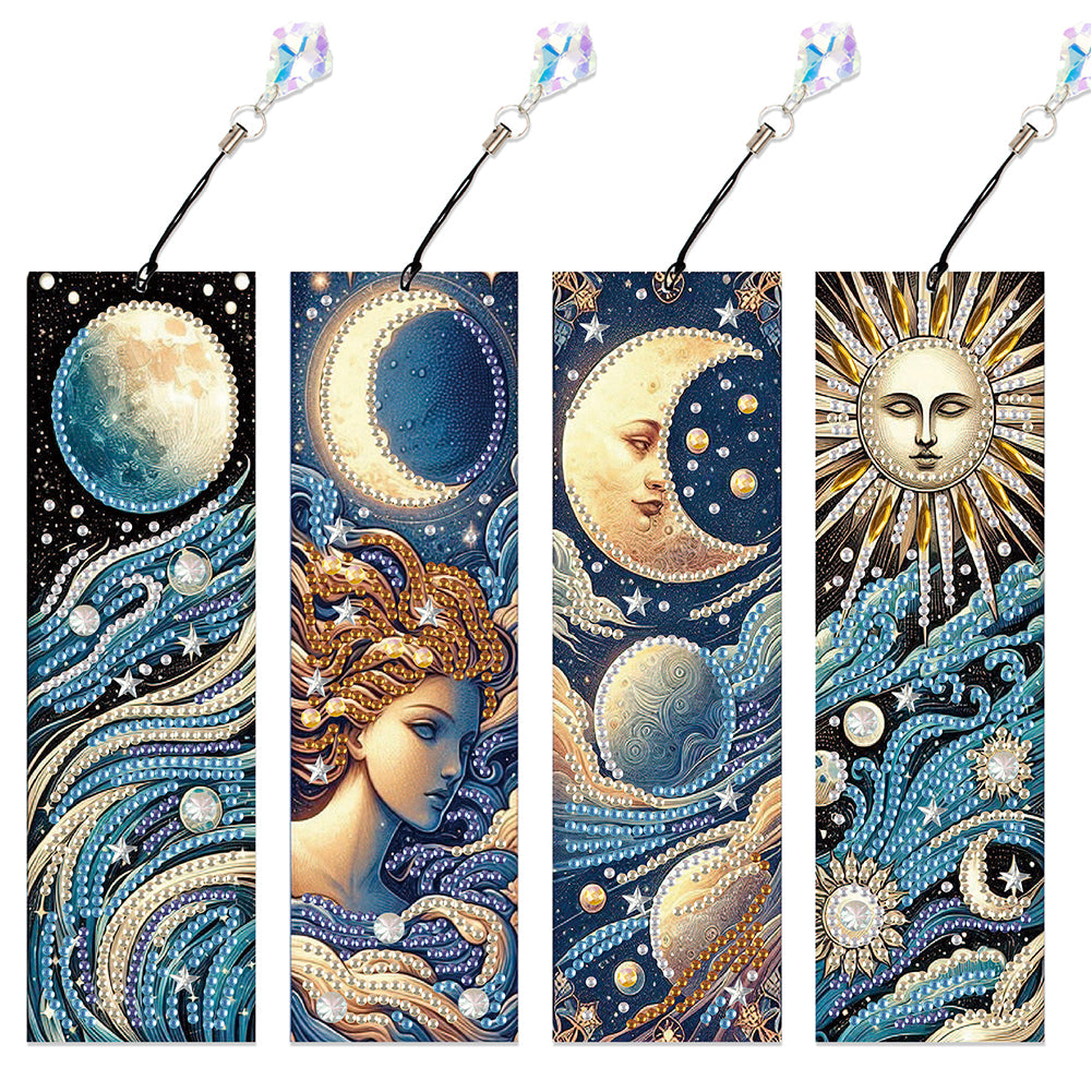 4Pcs Special Shape Book Dinosaur Diamond Painting Bookmark for Adults Beginners