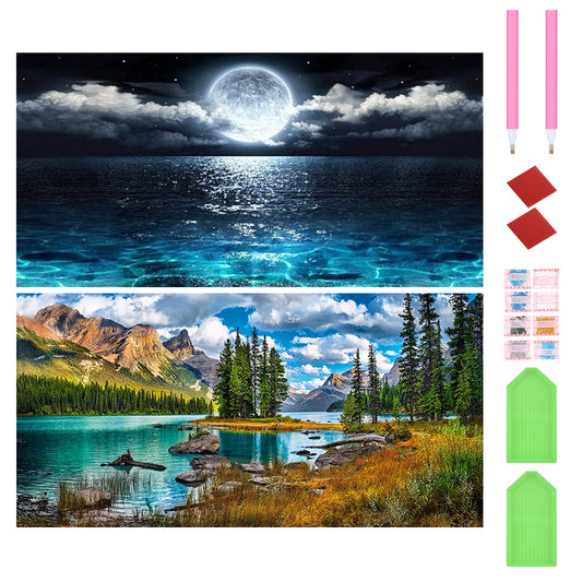 2pcs AB Diamond Painting Set - Outdoor Scenery (80*40CM)