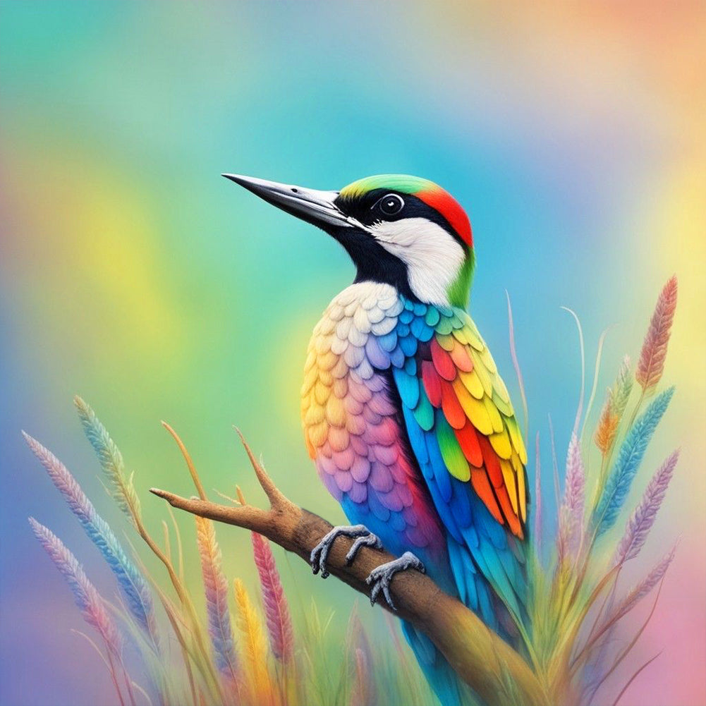 Diamond Painting - Full Round - Hummingbird With Colorful Rice (40*40CM)