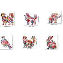 Load image into Gallery viewer, 6Pcs Double Sided Special Shape Animals Diamond Art Keyring for Beginners Adults
