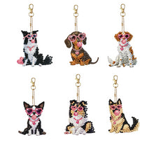 Load image into Gallery viewer, 6Pcs Double Sided Special Shape Animals Diamond Art Keyring for Beginners Adults
