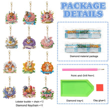 Load image into Gallery viewer, 6Pcs Double Sided Special Shape Animals Diamond Art Keyring for Beginners Adults
