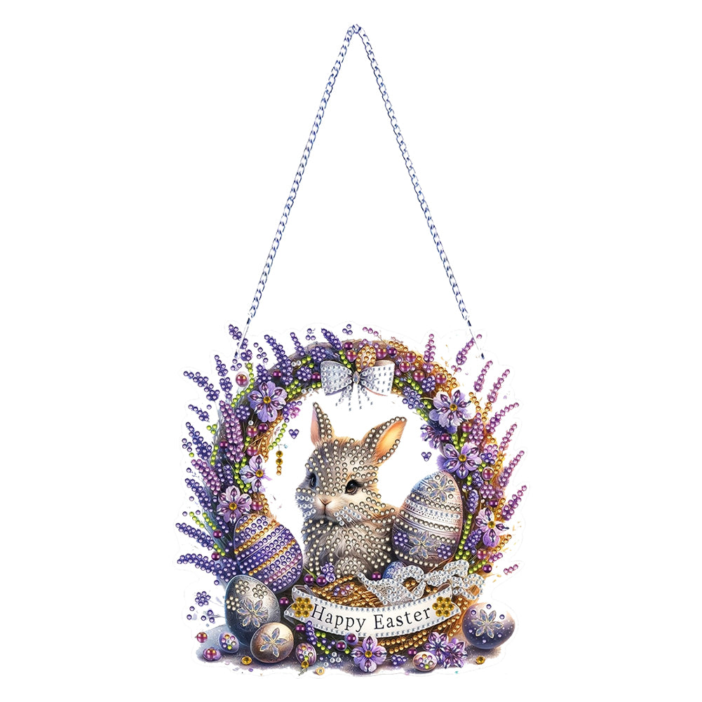 Easter Bunny Diamond Art Hanging Pendant 5D DIY Diamond Painting Dots Pendant