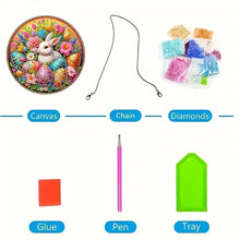 Load image into Gallery viewer, Easter Bunny Diamond Art Hanging Pendant 5D DIY Diamond Painting Dots Pendant
