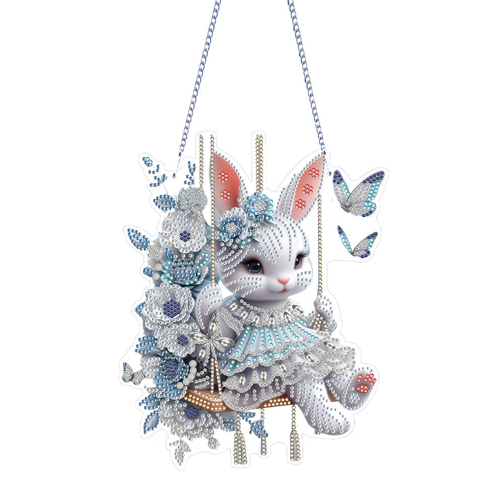 Easter Bunny Diamond Art Hanging Pendant 5D DIY Diamond Painting Dots Pendant