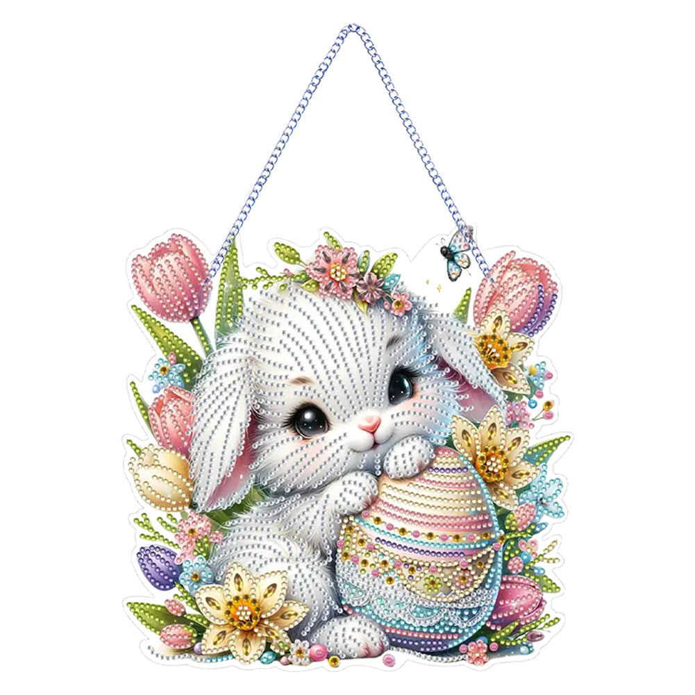 Easter Bunny Diamond Art Hanging Pendant 5D DIY Diamond Painting Dots Pendant