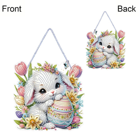 Easter Bunny Diamond Art Hanging Pendant 5D DIY Diamond Painting Dots Pendant