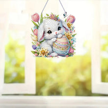 Load image into Gallery viewer, Easter Bunny Diamond Art Hanging Pendant 5D DIY Diamond Painting Dots Pendant
