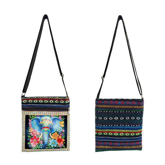 Flower Diamond Art Purses Canvas 5D DIY Diamond Painting Shoulder Bag for Women