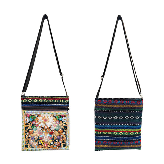 Flower Diamond Art Purses Canvas 5D DIY Diamond Painting Shoulder Bag for Women