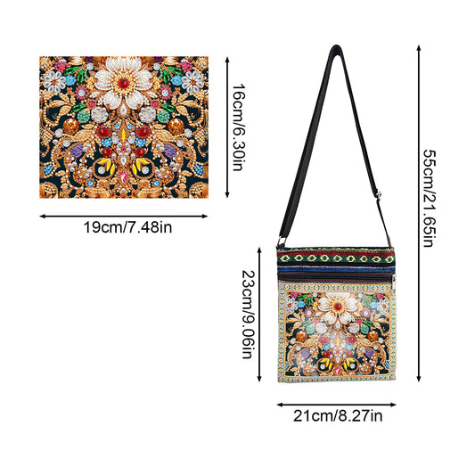 Flower Diamond Art Purses Canvas 5D DIY Diamond Painting Shoulder Bag for Women