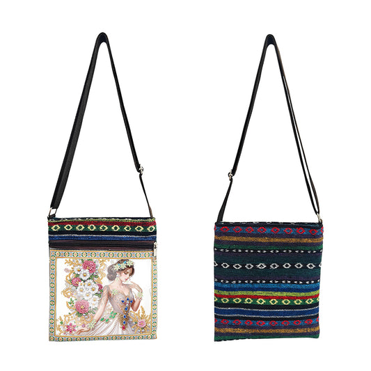 Flower Diamond Art Purses Canvas 5D DIY Diamond Painting Shoulder Bag for Women