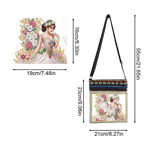 Flower Diamond Art Purses Canvas 5D DIY Diamond Painting Shoulder Bag for Women