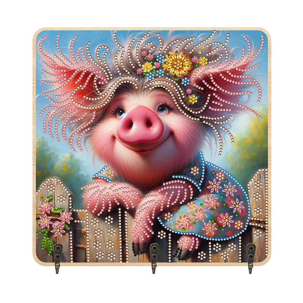 Pig 3 Hooks Diamond Painting Hook Rail Diamond Art Hanging Hooks for Wall