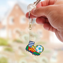 Load image into Gallery viewer, 6Pcs Acrylic Double Sided Football Diamond Art Keyring Diamond Painting Keychain
