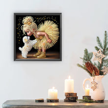 Load image into Gallery viewer, Diamond Painting - Partial Special Shaped - Girl In Gauze Skirt And Dog (30*30CM)
