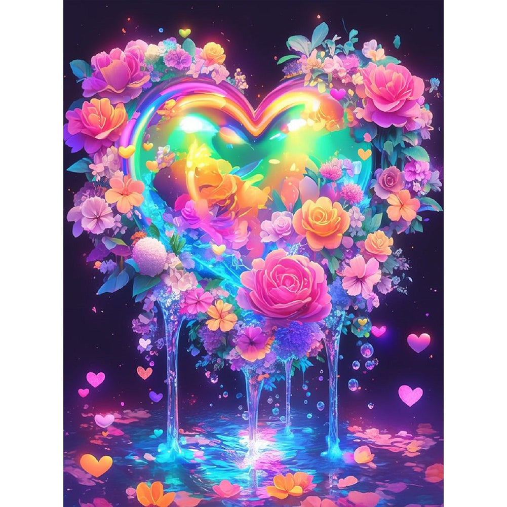 Diamond Painting - Full Round - Colorful Hearts And Flowers (30*40CM)