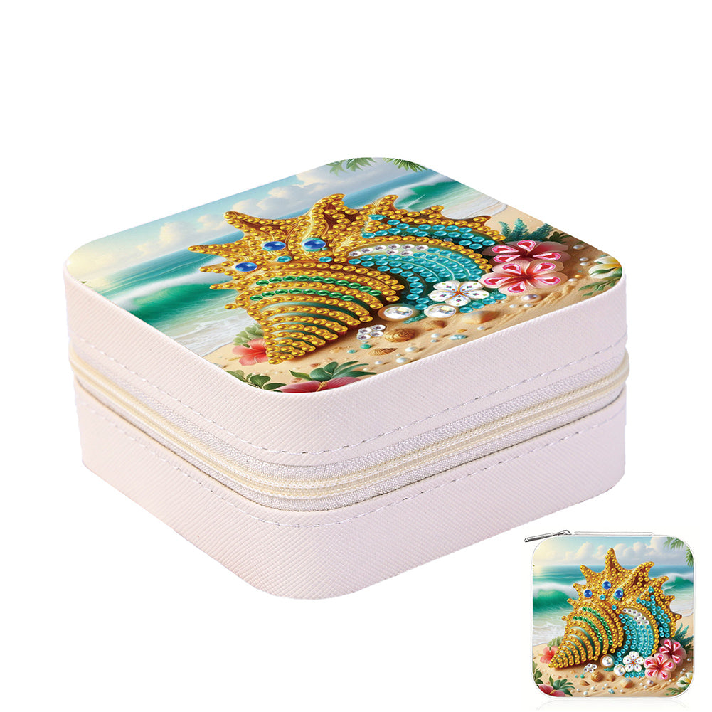 Special Shape Conch Diamond Painting Jewelry Storage Box DIY Ring Organizer Case