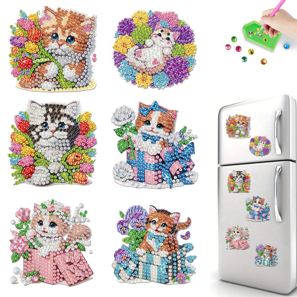 6Pcs Diamond Painting Refrigerator Magnets Diamond Art Kits for Adults Beginners