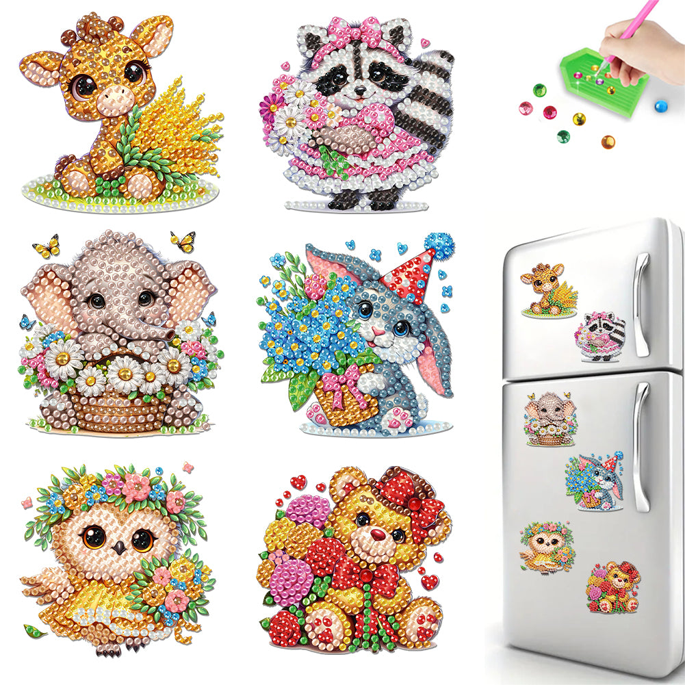6Pcs Diamond Painting Refrigerator Magnets Diamond Art Kits for Adults Beginners