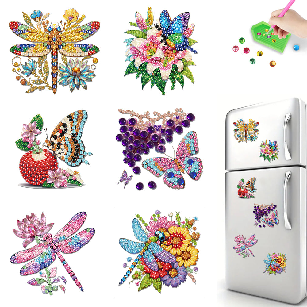 6Pcs Diamond Painting Refrigerator Magnets Diamond Art Kits for Adults Beginners