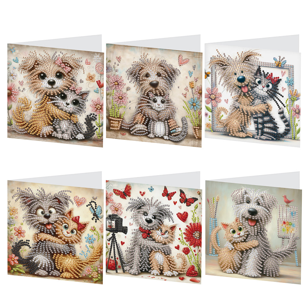 6Pcs DIY Diamond Painting Greeting Card with Envelope 5D DIY Drill Painting Card