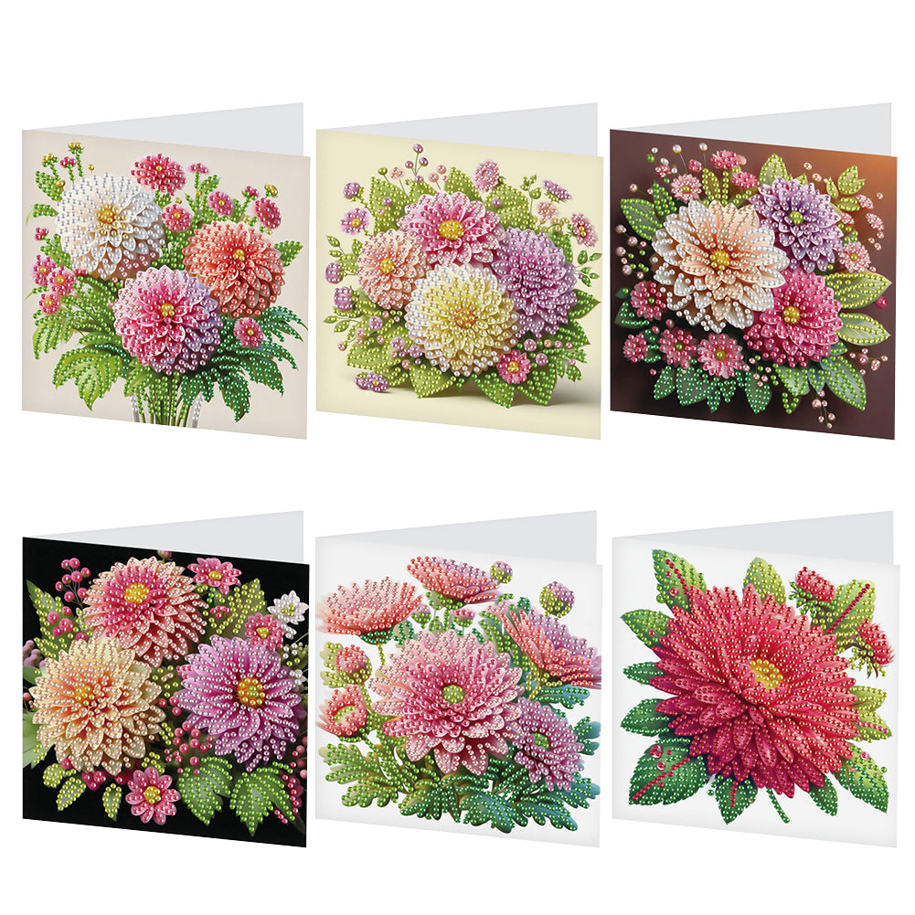 6Pcs DIY Diamond Painting Greeting Card with Envelope 5D DIY Drill Painting Card