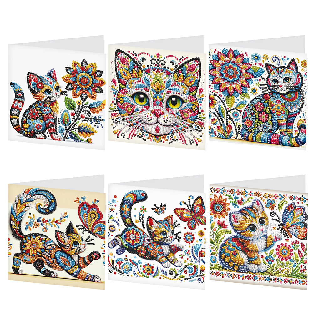 6Pcs DIY Diamond Painting Greeting Card with Envelope 5D DIY Drill Painting Card