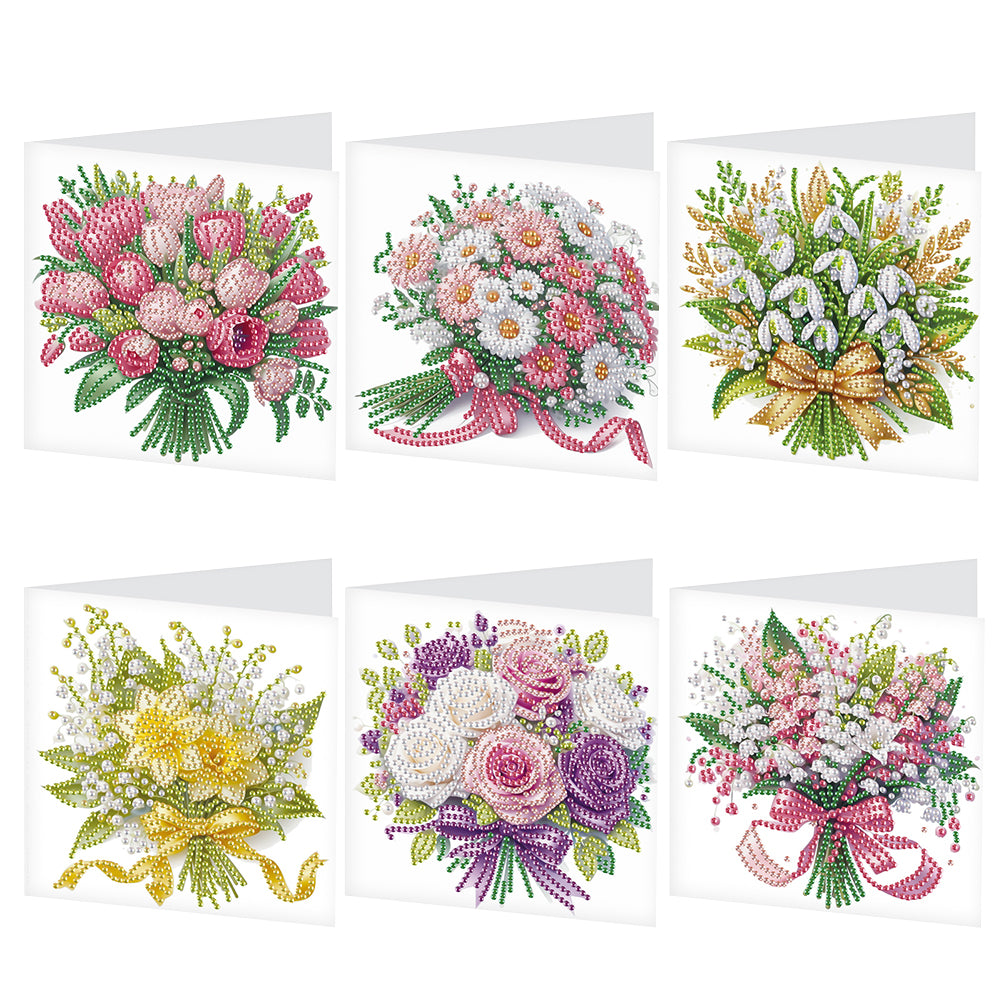 6Pcs DIY Diamond Painting Greeting Card with Envelope 5D DIY Drill Painting Card
