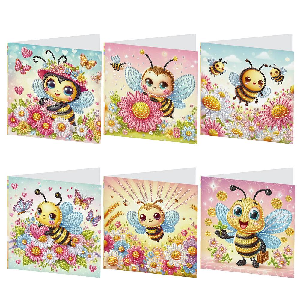 6Pcs DIY Diamond Painting Greeting Card with Envelope 5D DIY Drill Painting Card