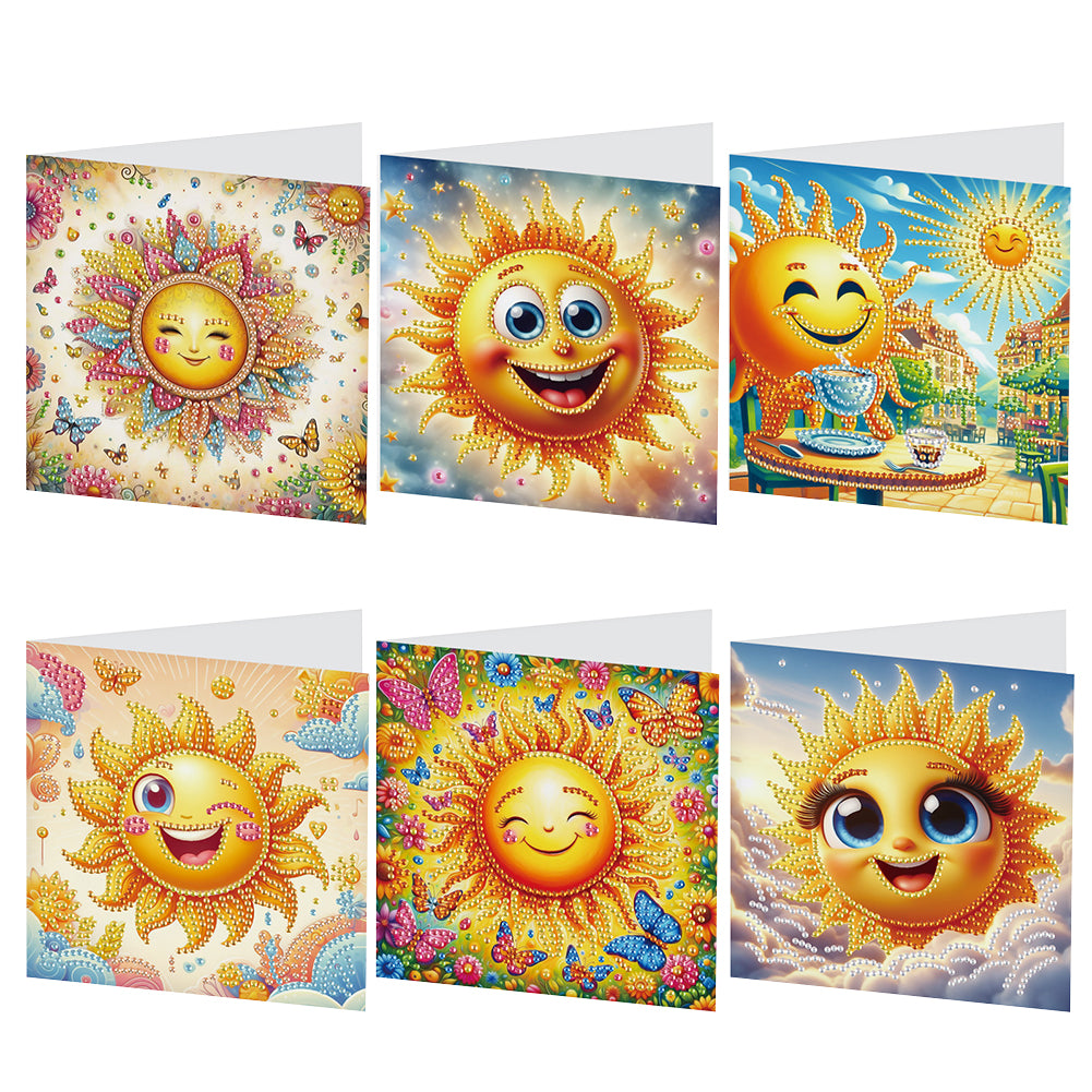 6Pcs DIY Diamond Painting Greeting Card with Envelope 5D DIY Drill Painting Card