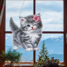Load image into Gallery viewer, Cat DIY Diamond Art Pendant Kit Diamond Painting Hanging Pendant for Wall Window
