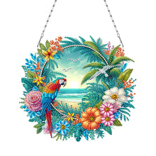 Load image into Gallery viewer, Acrylic Special Shape Beach Parrots DIY Diamond Art Pendant Kit for Wall Window
